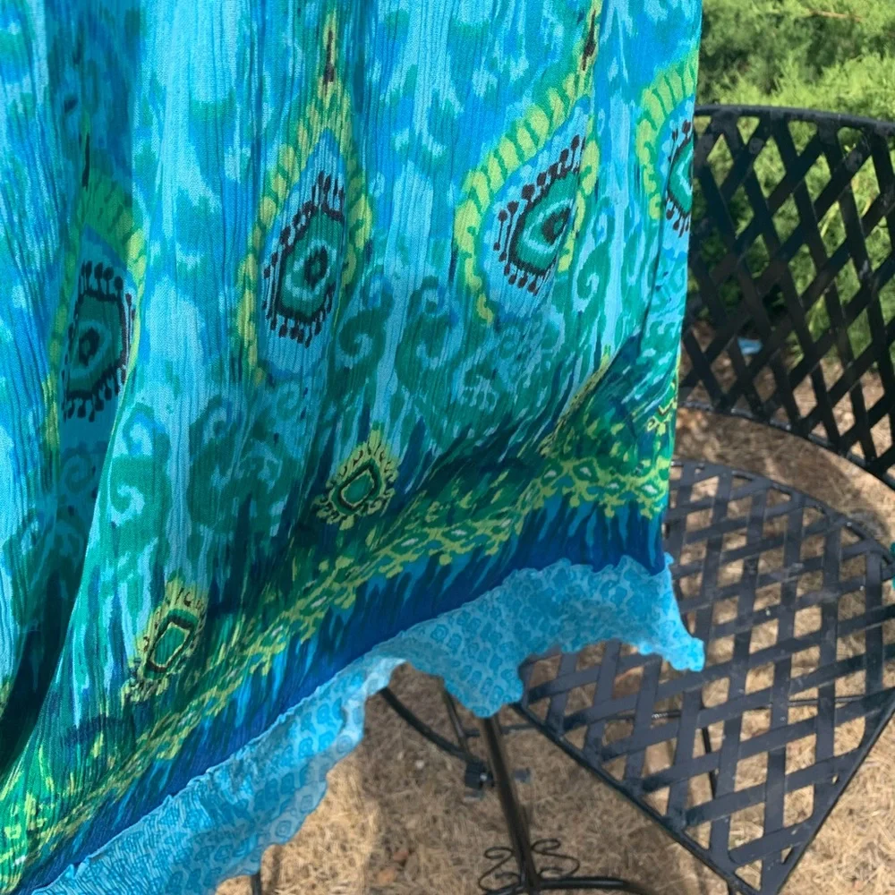 Bohemian Blue and Green Sleeveless Dress - Picture 4 of 7